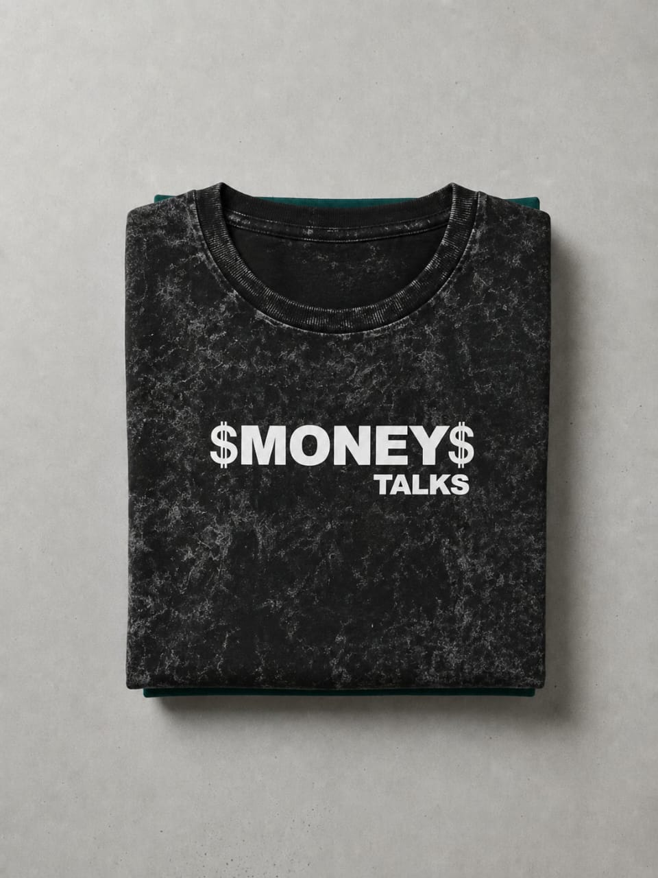 Money Talks Acid Wash Oversized Tee | Premium Streetwear Graphic T-Shirt | Black