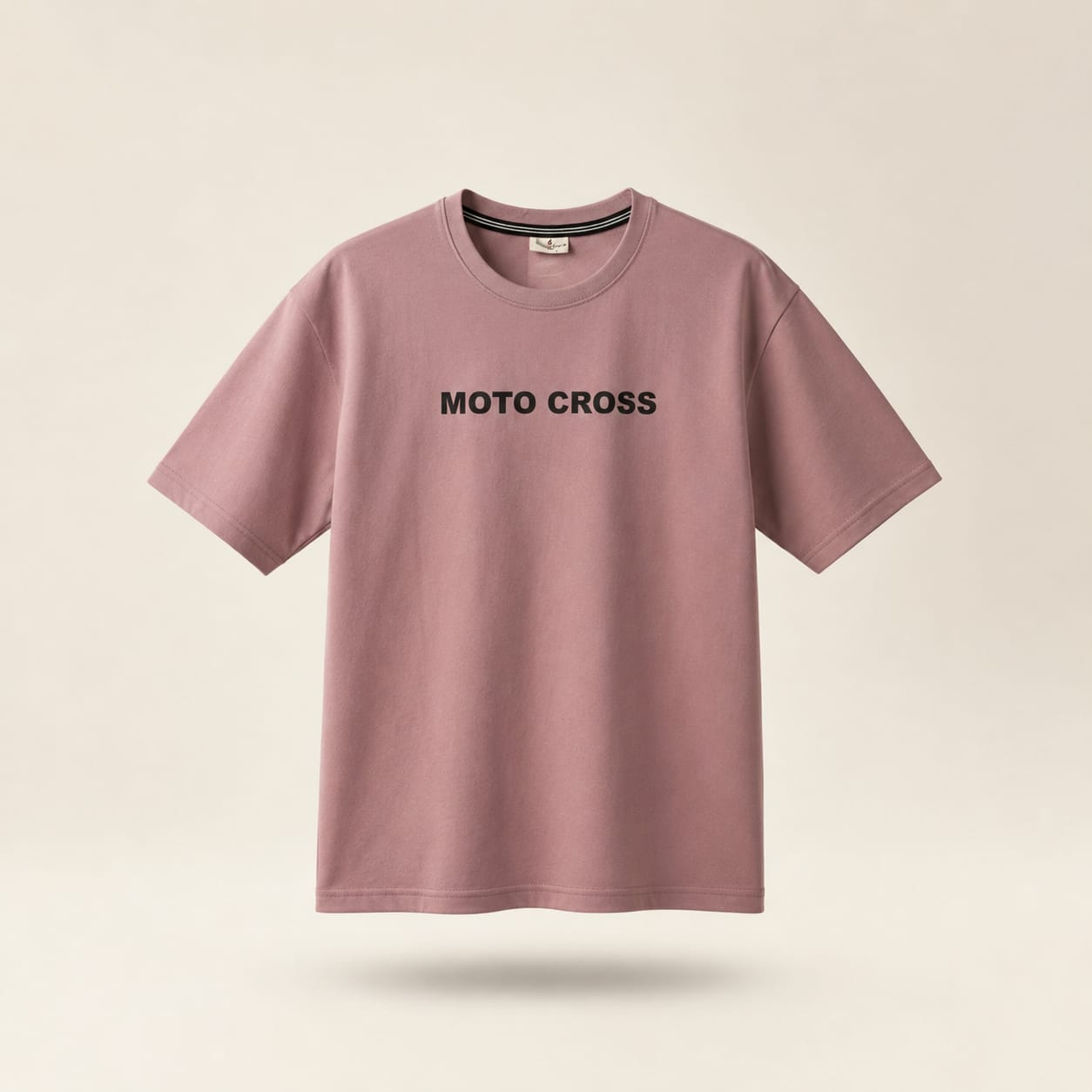 Moto Cross Minimal Oversized Tee | Premium Cotton Streetwear T-Shirt | Dusty Pink