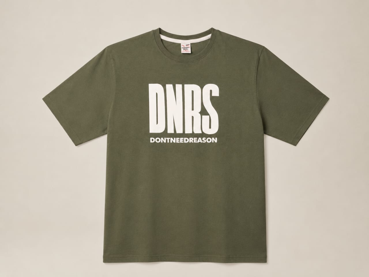 DNRS "Don't Need Reason" Oversized Tee – Olive Green Premium Streetwear T-Shirt