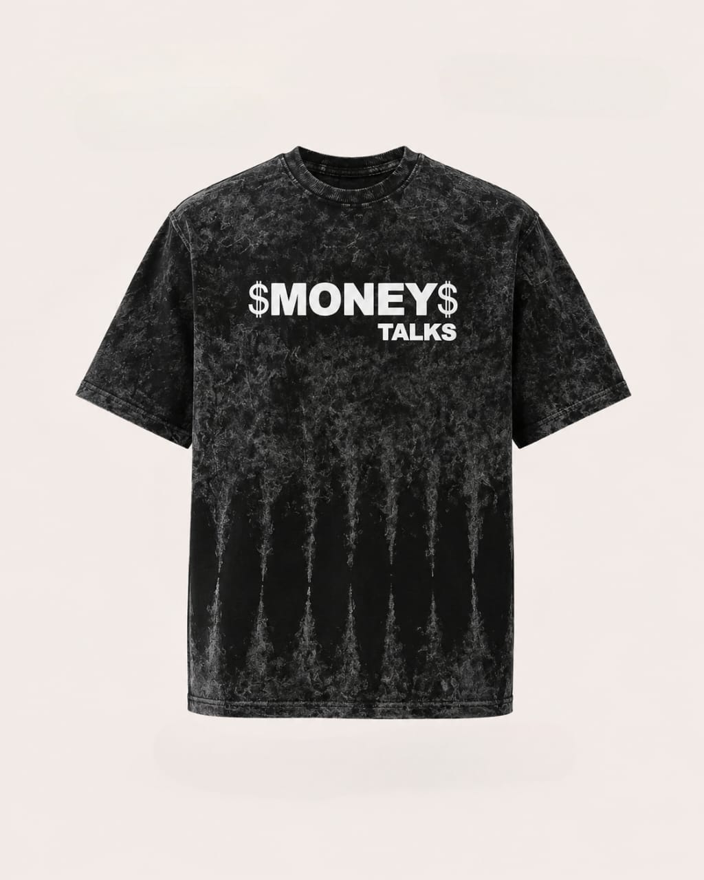 Money Talks Acid Wash Oversized Tee | Premium Streetwear Graphic T-Shirt | Black