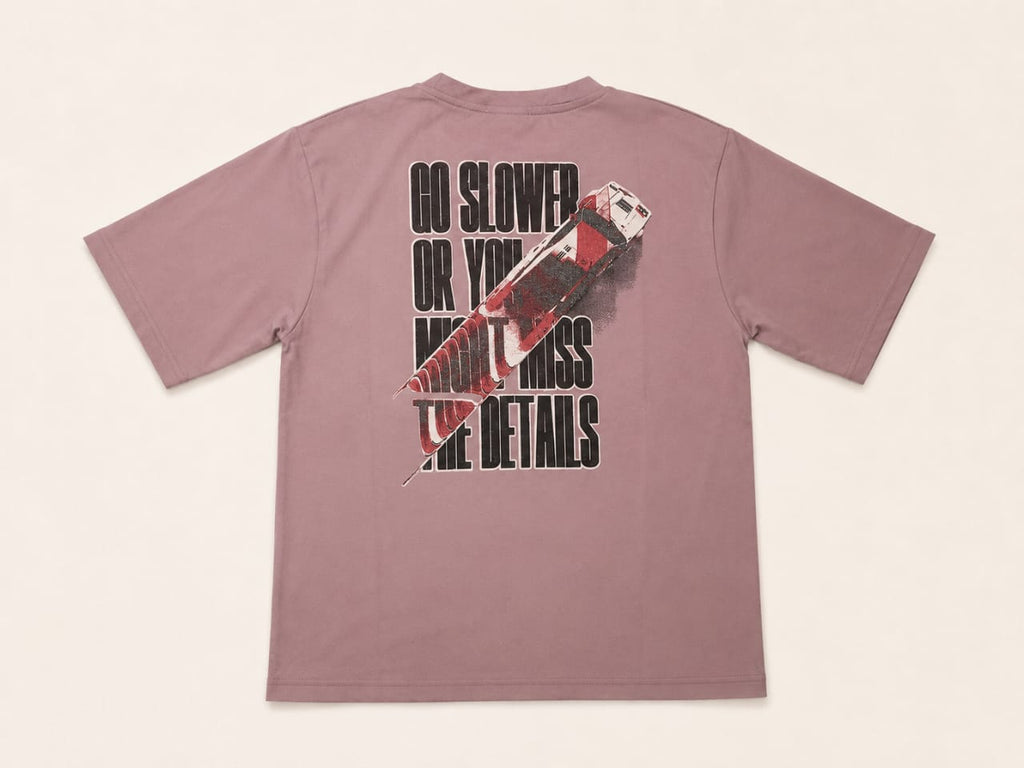 Moto Cross Minimal Oversized Tee | Premium Cotton Streetwear T-Shirt | Dusty Pink