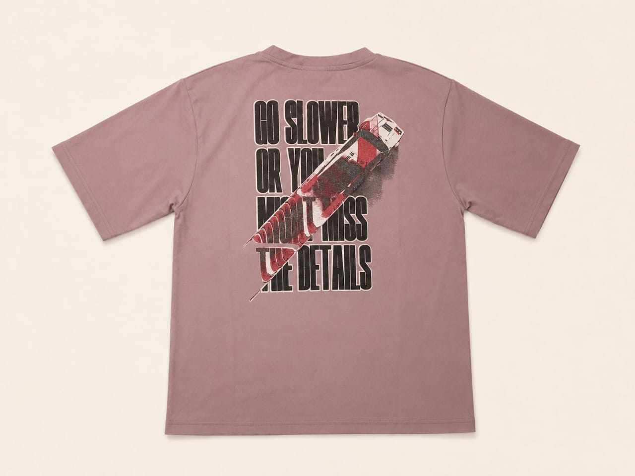 Moto Cross Minimal Oversized Tee | Premium Cotton Streetwear T-Shirt | Dusty Pink