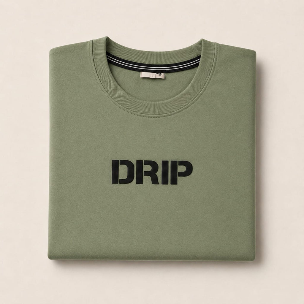 DRIP Minimal Oversized Tee | Premium Cotton Streetwear T-Shirt | Sage Green