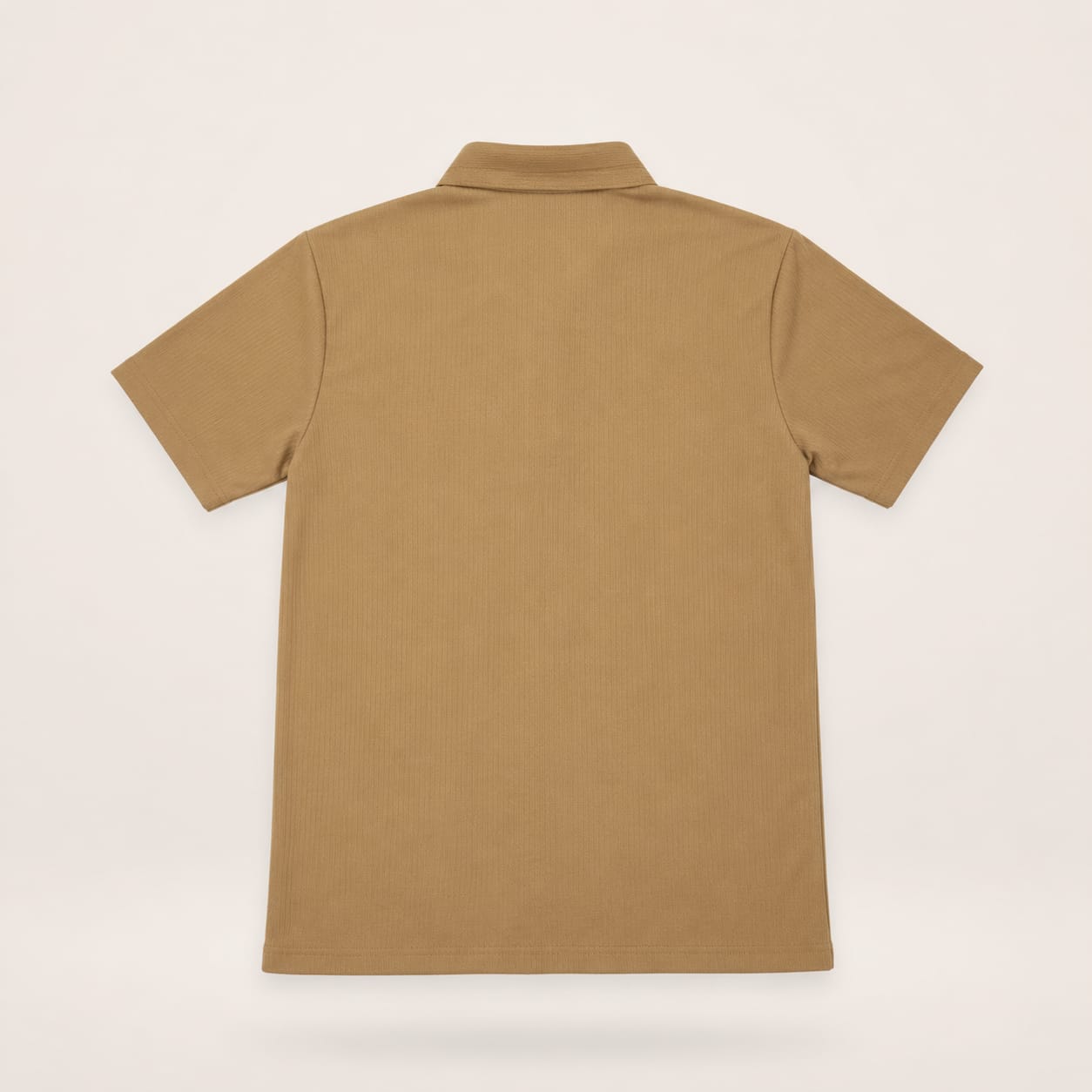 Premium Zip Polo T-Shirt | Ribbed Cotton Casual Polo | Camel Beige
