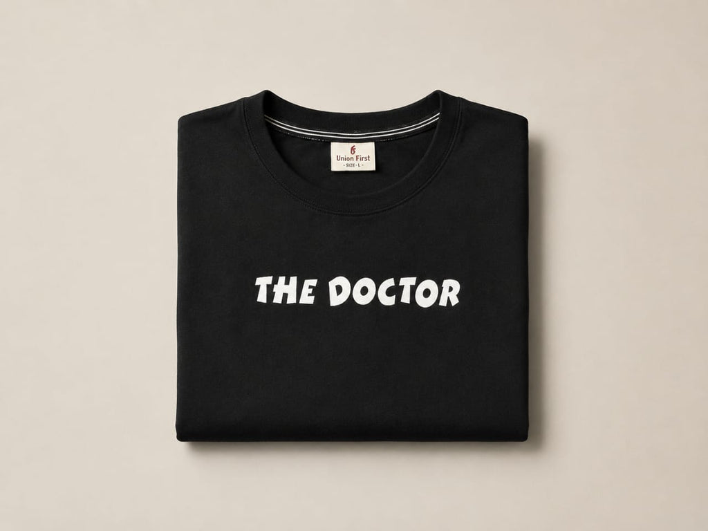The Doctor Oversized Tee – Classic Black Minimal Graphic Streetwear T-Shirt
