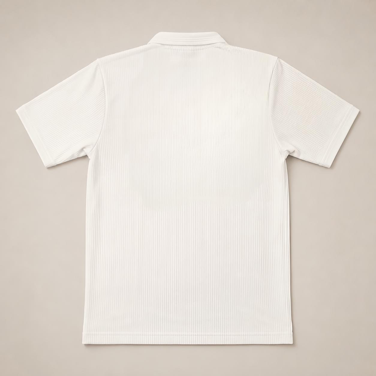 Arctic White Ribbed Zip-Collar Polo Tee – Premium Minimalist Everyday Essential