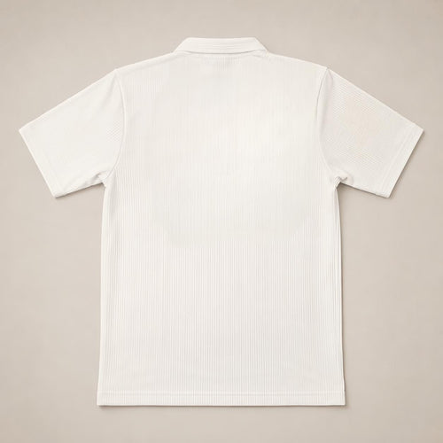 Arctic White Ribbed Zip-Collar Polo Tee – Premium Minimalist Everyday Essential