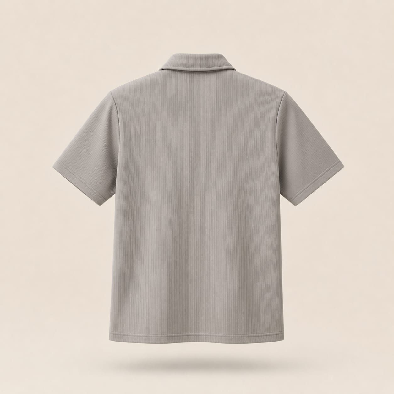 Urban Frost Ribbed Zip Polo Tee – Premium Textured Comfort