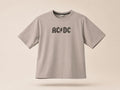 AC/DC Inspired Minimal Oversized Tee | Premium Cotton Streetwear T-Shirt | Stone Grey