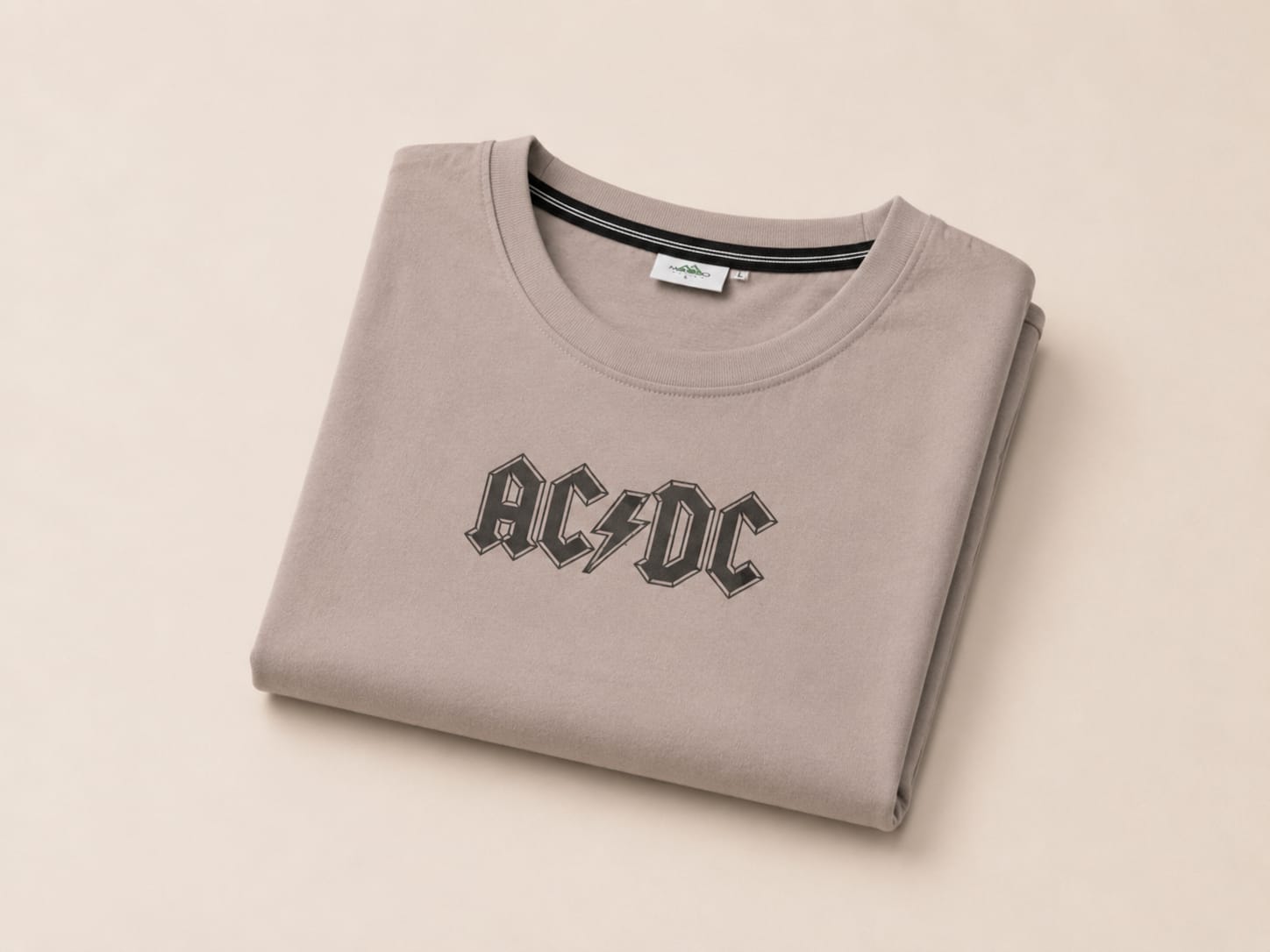 AC/DC Inspired Minimal Oversized Tee | Premium Cotton Streetwear T-Shirt | Stone Grey