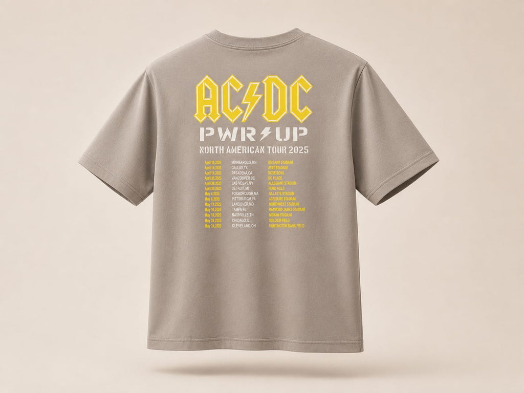 AC/DC Inspired Minimal Oversized Tee | Premium Cotton Streetwear T-Shirt | Stone Grey